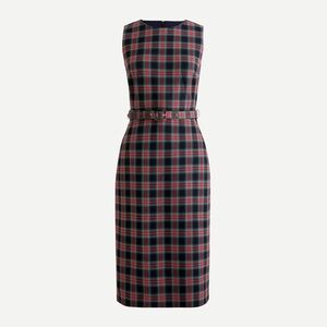 J. Crew Red and Black Plaid Belted Dress